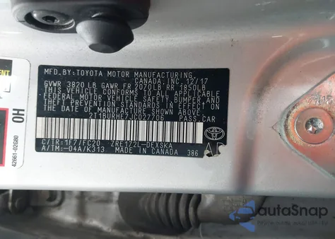 2018 Toyota Corolla Se z USA, uszkodzony, nr VIN 2T1BURHE7JC027706